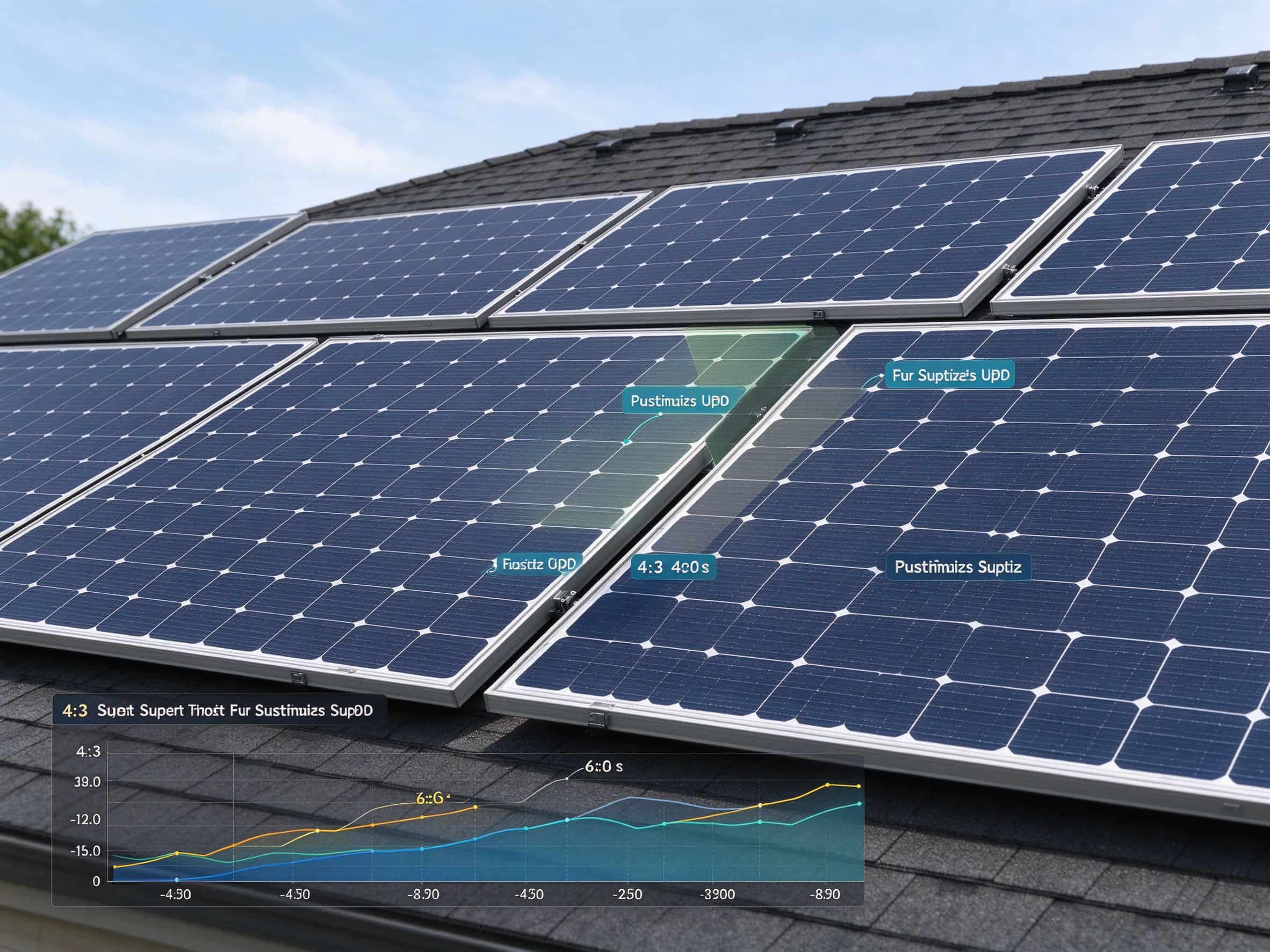 Rooftop solar array with each panel independently optimized, one panel partially shaded