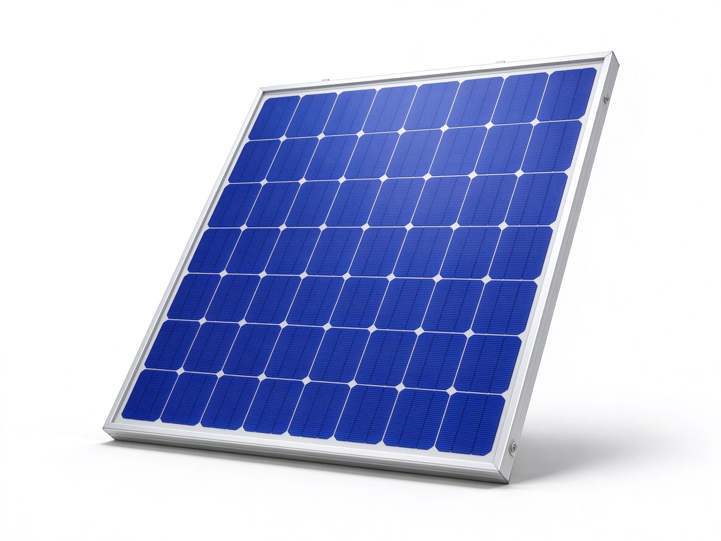 High efficiency monocrystalline solar board with aluminum frame on white background