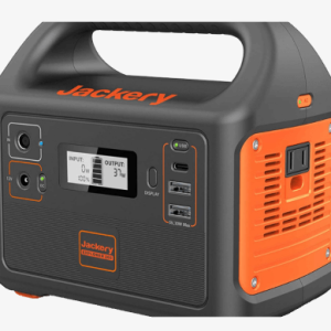 Portable solar power station with LCD display, AC outlet, and USB ports